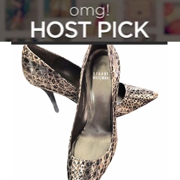 HOST PICK - Stuart Weitzman Python Embossed Leather Heels - Picture 1 of 10
